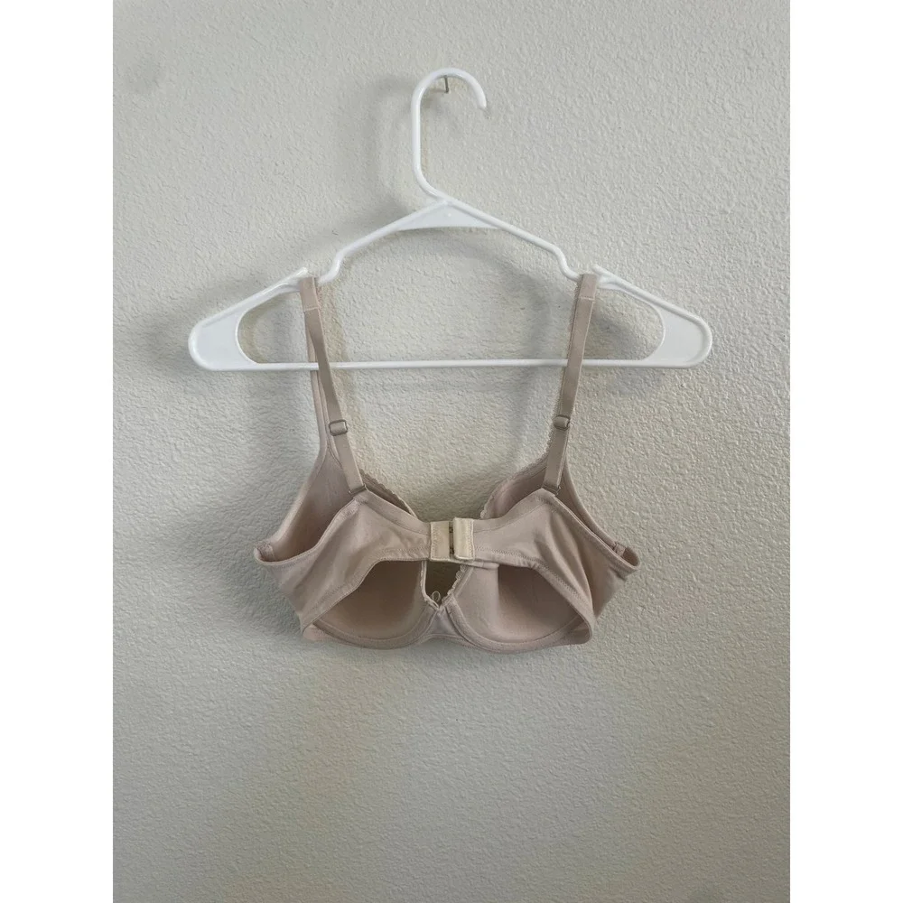 Victoria's Secret‎ 34D Smooth Demi T-Shirt Bra Beige Lace Trim Bow Detail